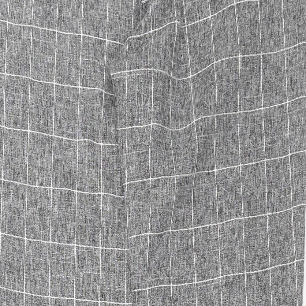 boohooMAN Mens Grey Check Trousers Size 28 in L26 in