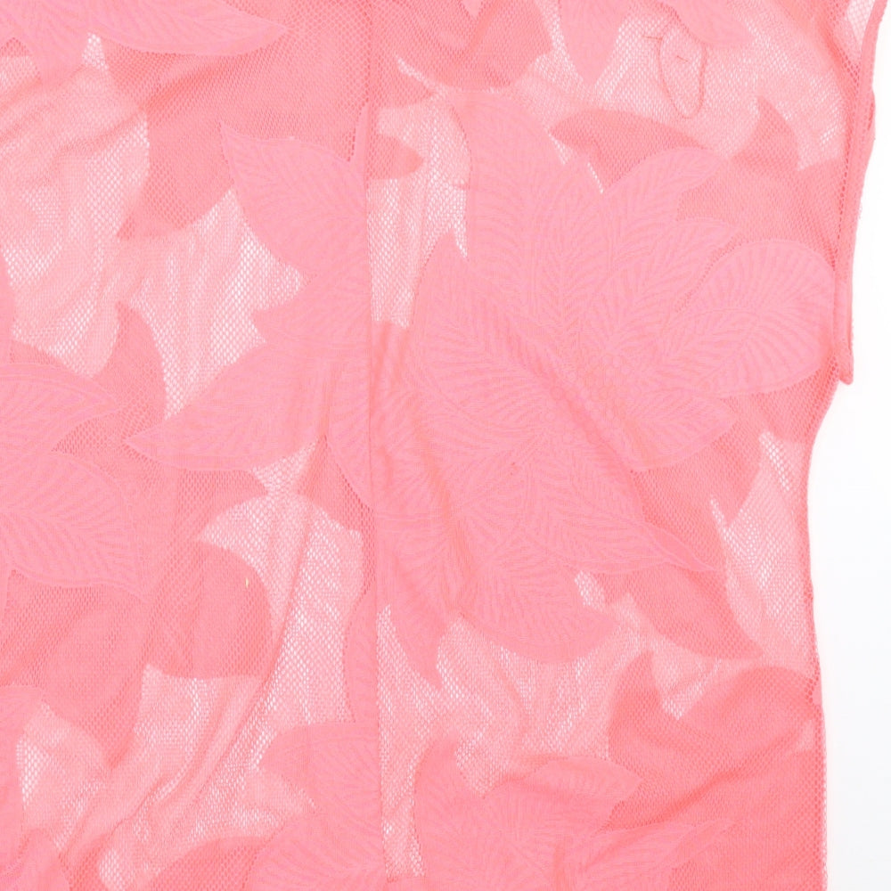 George Womens Pink Floral Basic Blouse Size XS - sheer