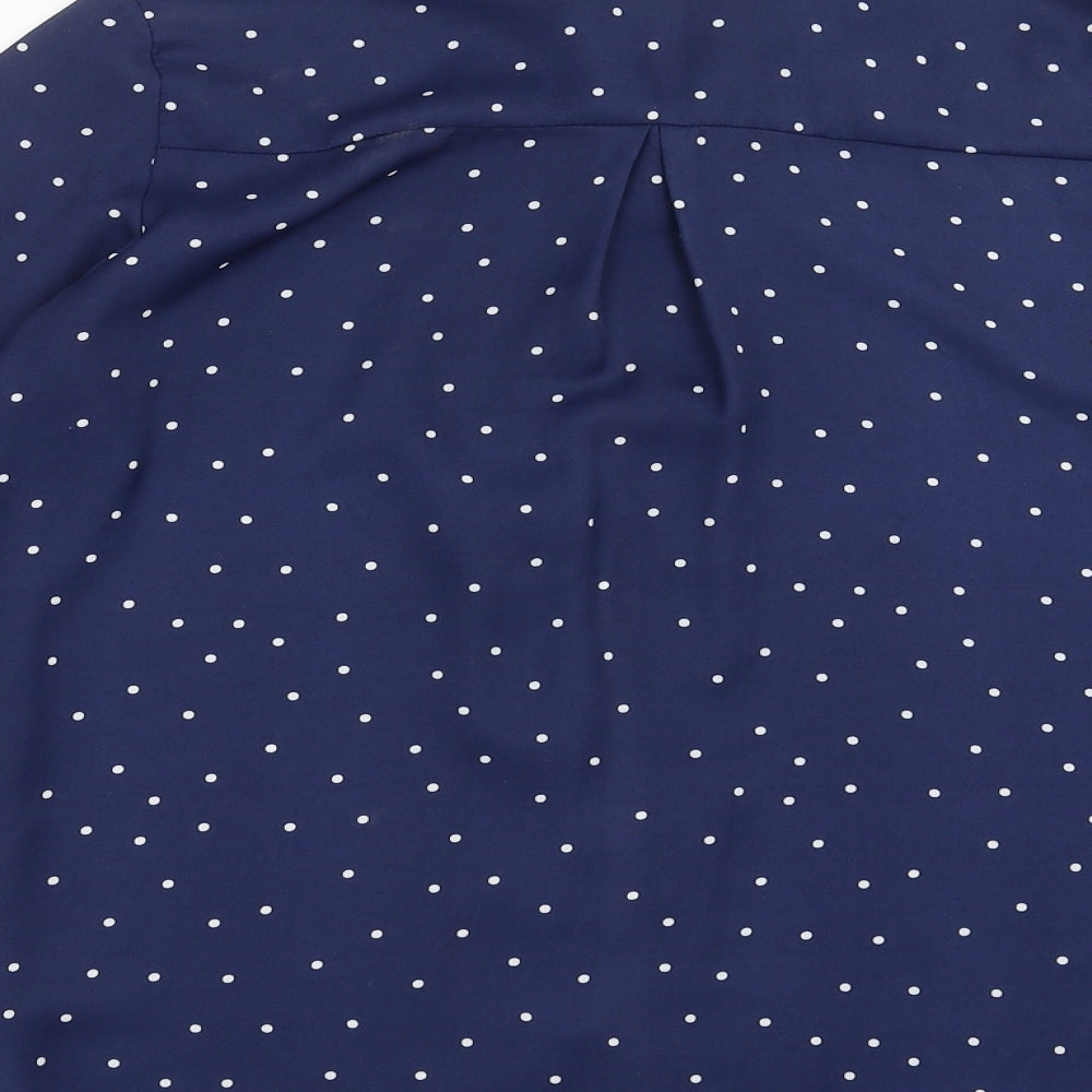 Cameo Rose Womens Blue Polka Dot Basic Blouse Size 12