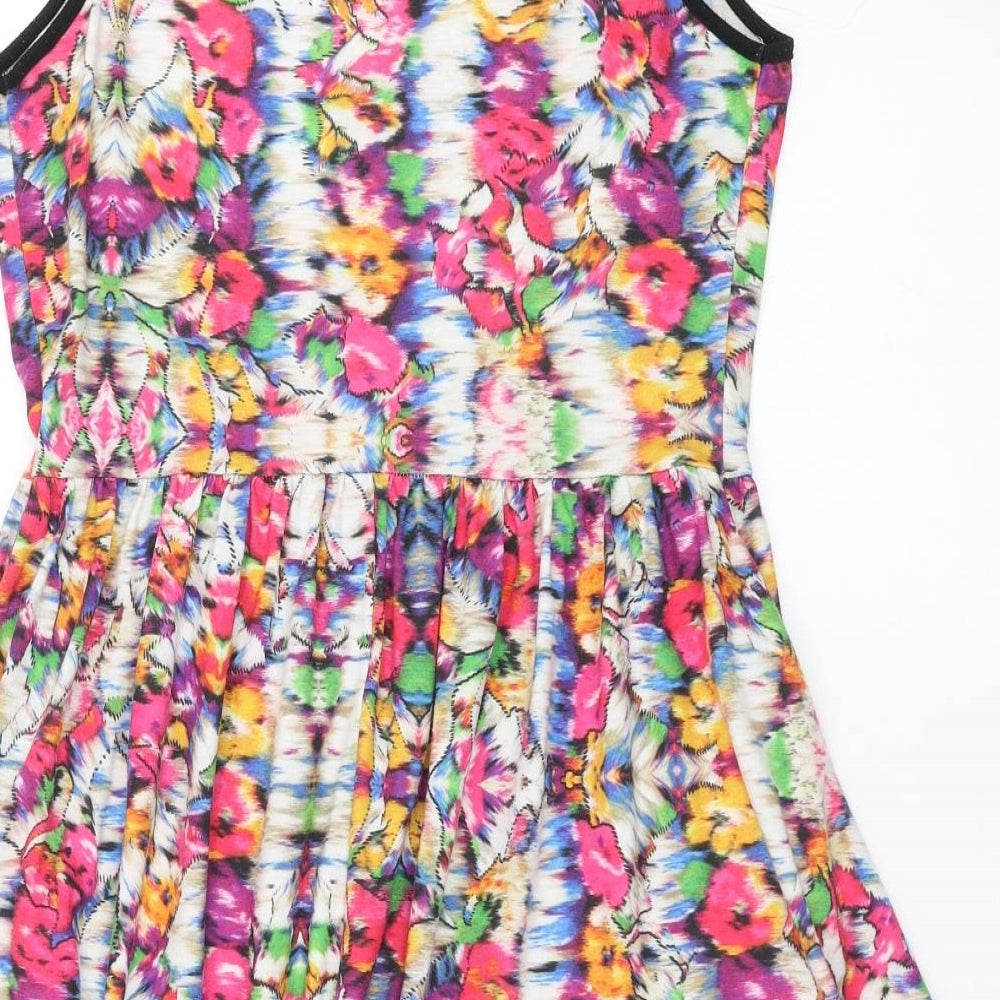 Topshop Womens Multicoloured Floral Fit & Flare Size 10