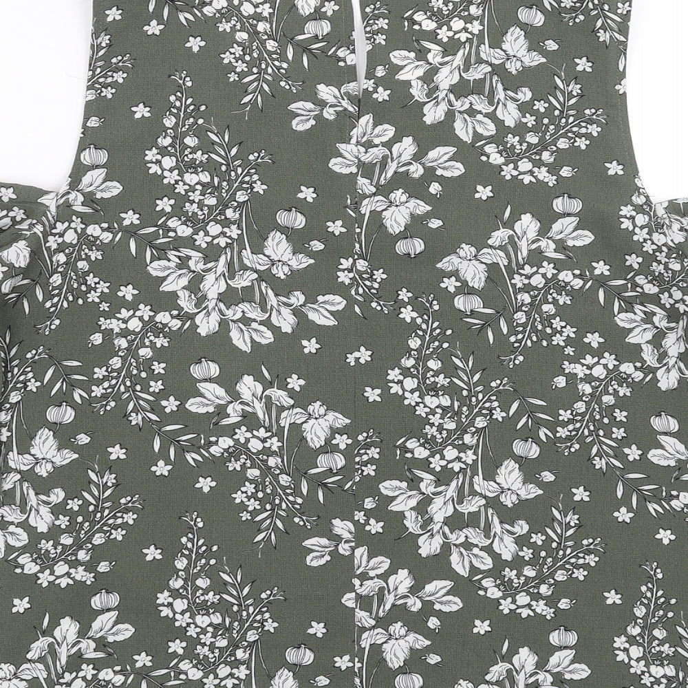Papaya Womens Green Floral Basic Blouse Size 12 - cold Shoulder