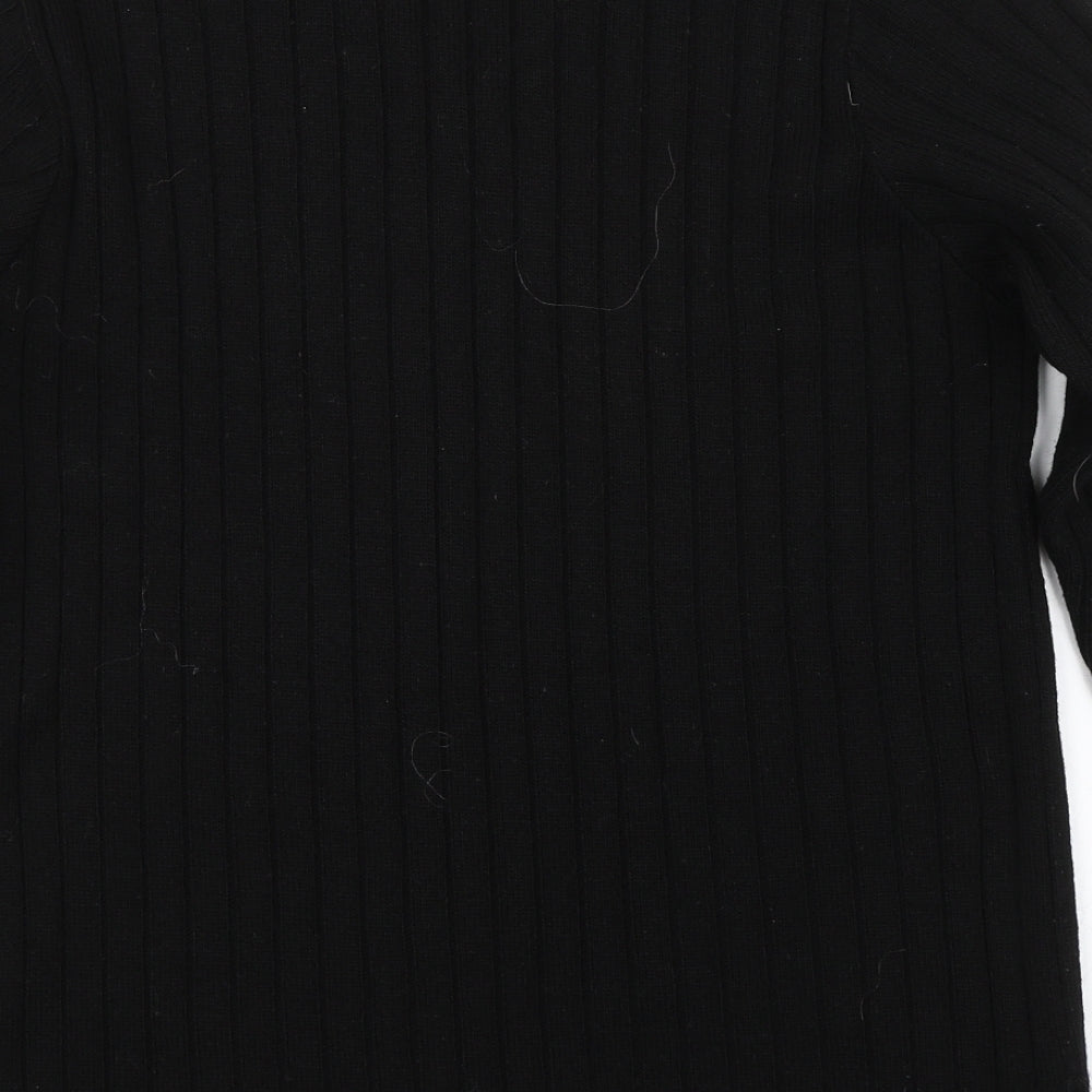 Preworn Womens Black Striped Pullover Jumper Size 10