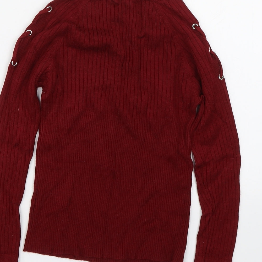 Matalan Girls Red Striped Pullover Jumper Size 10 Years