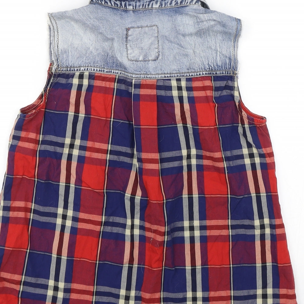 Denim & Co. Womens Red Check Basic Tank Size 6