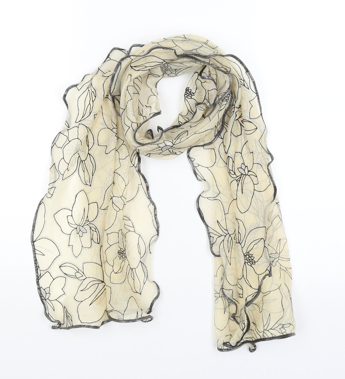 Preworn Womens Yellow Floral Scarf