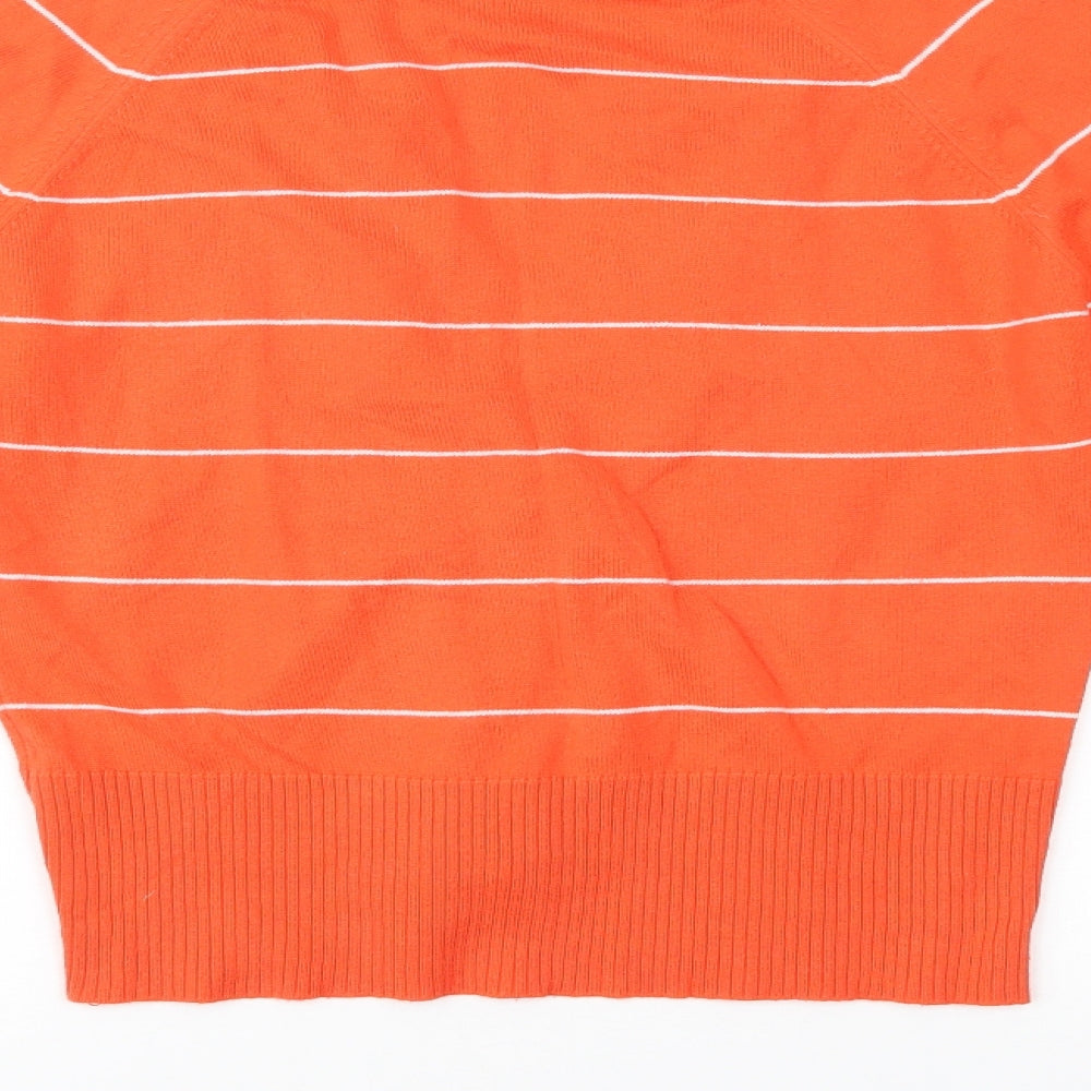 H&M Womens Orange Striped Cardigan Jumper Size 8