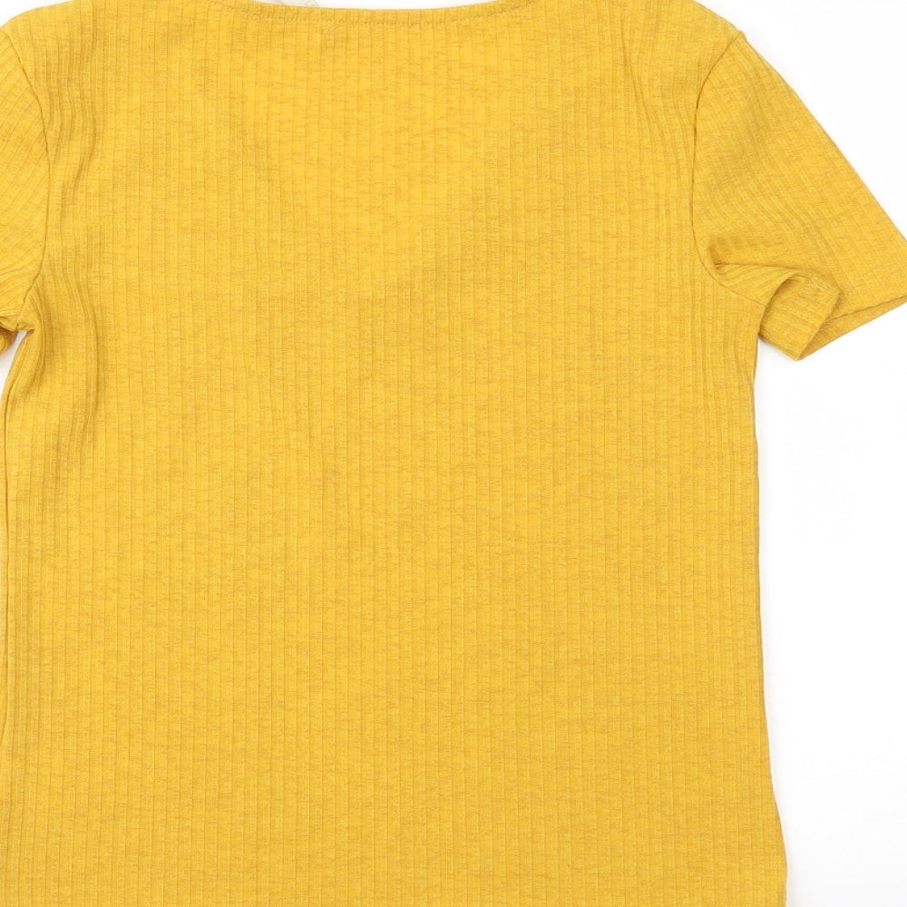 Vera & Lucy Womens Yellow Basic T-Shirt Size M