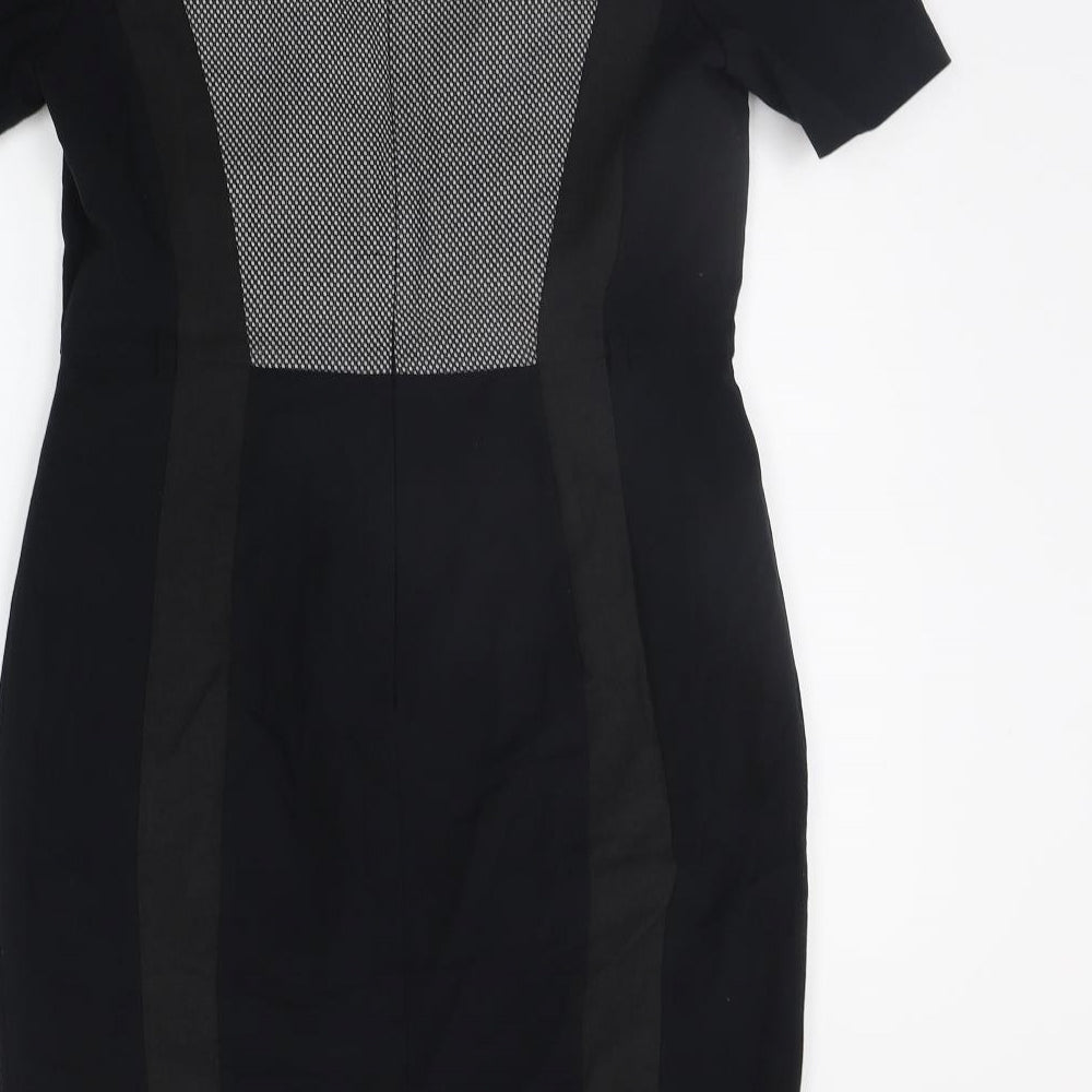 Marks & Spencer Womens Black Geometric A-Line Size 12