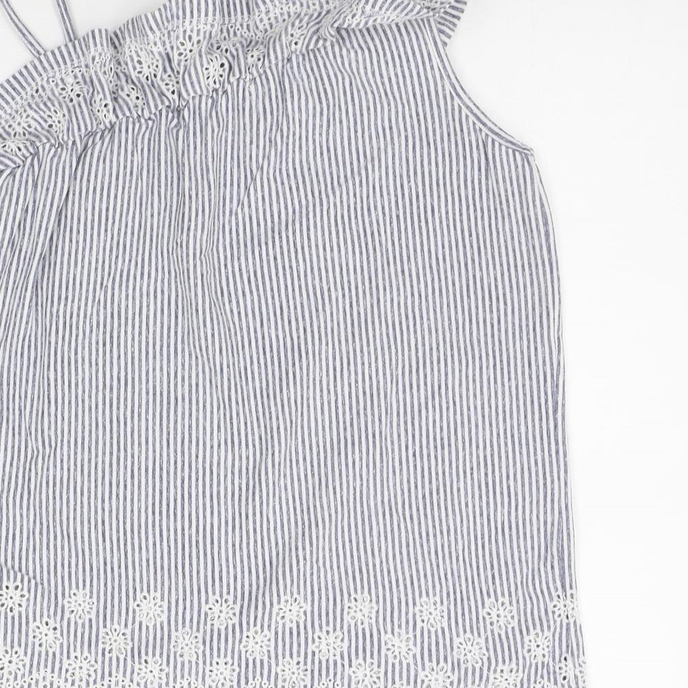 NEXT Girls White Striped Basic Tank Size 12 Years