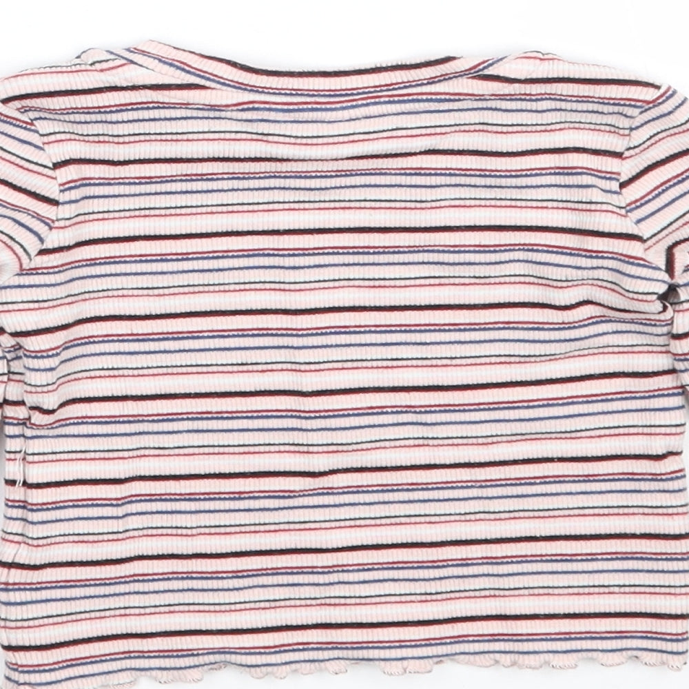 M&Co Girls Pink Striped Basic T-Shirt Size 24 Months