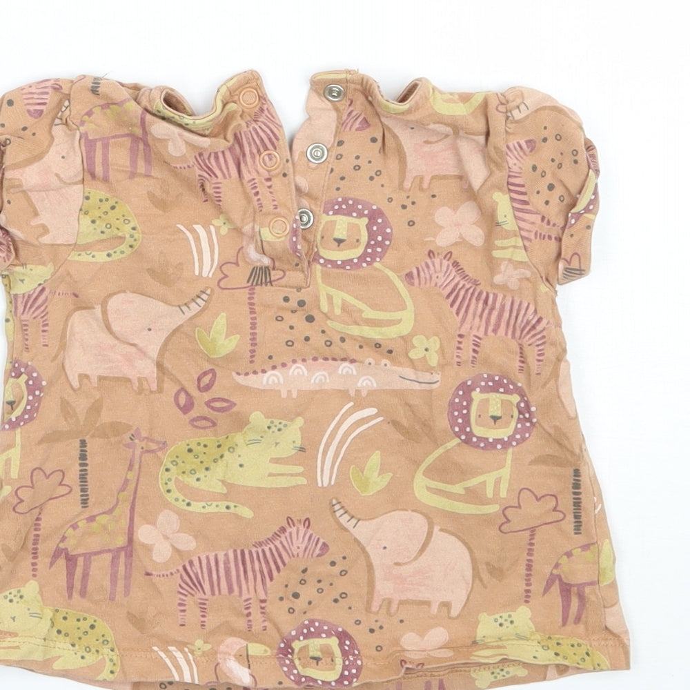 TU Girls Brown Geometric Basic T-Shirt Size 12-18 Months
