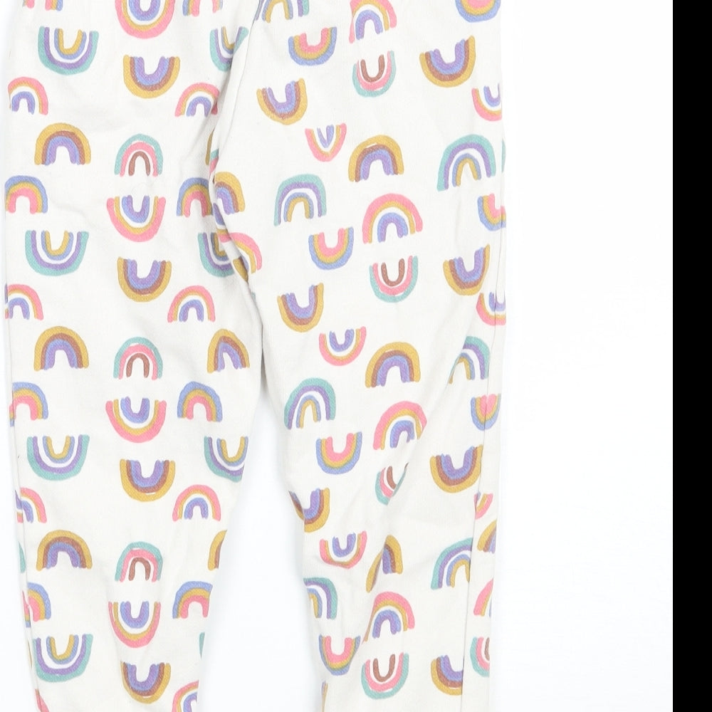 Primark Girls White Geometric Sweatpants Trousers Size 2-3 Years