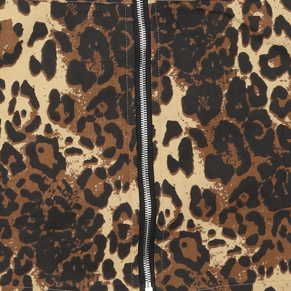 Preworn Womens Brown Animal Print Mini Skirt Size XS - leopard Print
