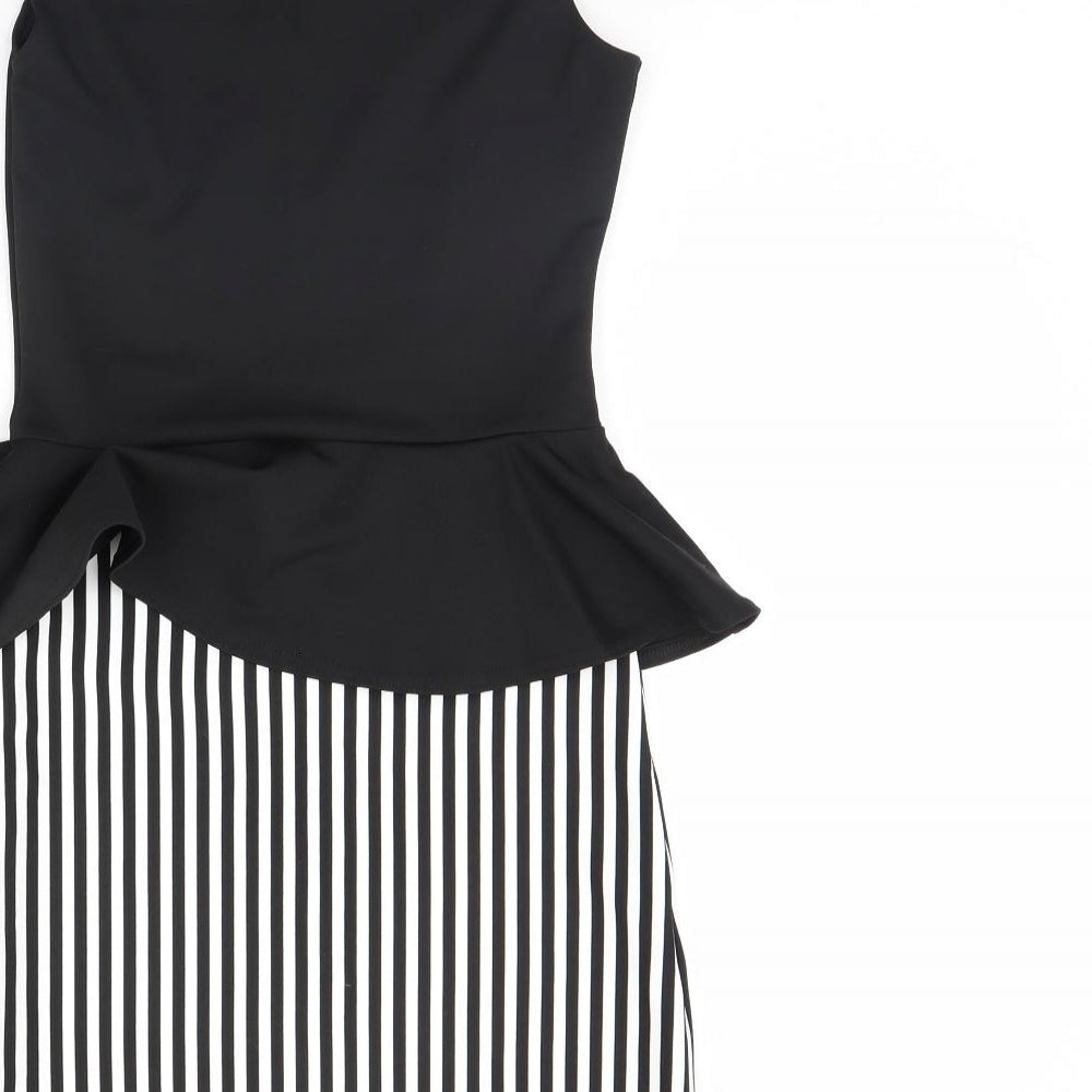 Evita Womens Black Striped Bodycon Size 10