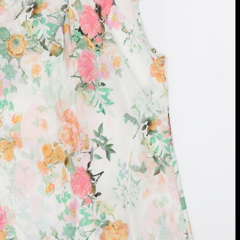Select Womens White Floral Basic Blouse Size 8
