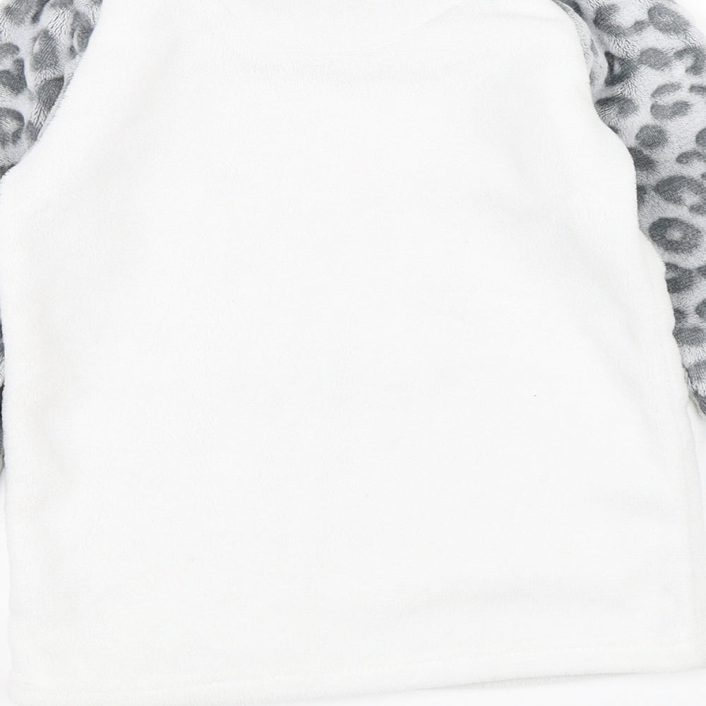 Primark Girls White Animal Print Pyjama Top Size 9-10 Years - cat