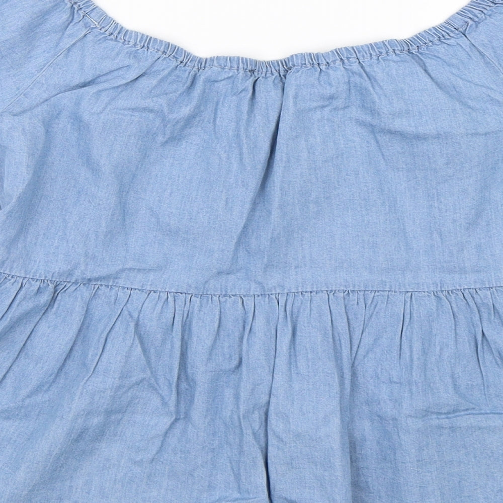 FOREVER 21 Womens Blue Basic Blouse Size M