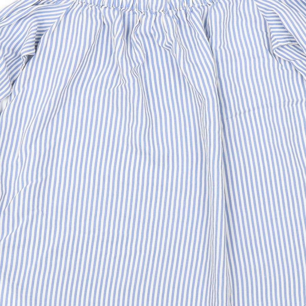 H&M Womens Blue Striped Basic Blouse Size 4