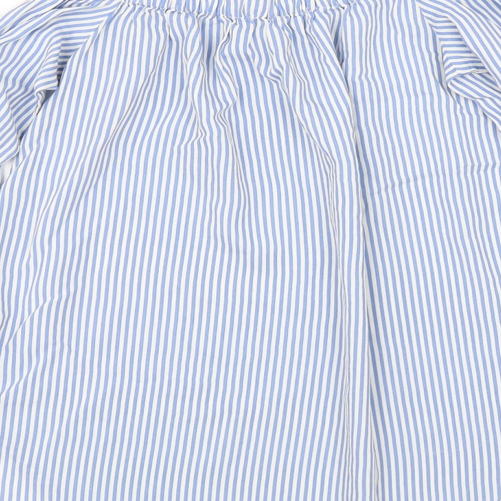 H&M Womens Blue Striped Basic Blouse Size 4