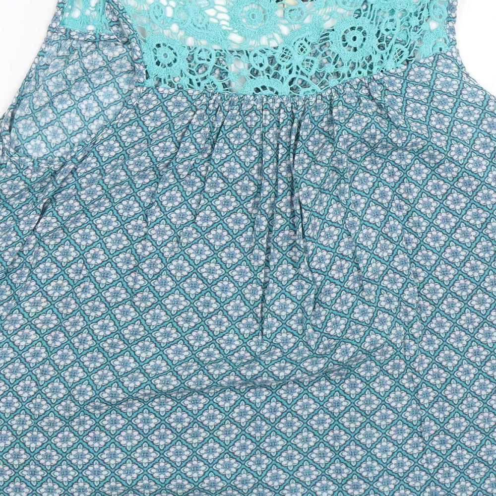 NEXT Womens Blue Floral Basic Blouse Size 6