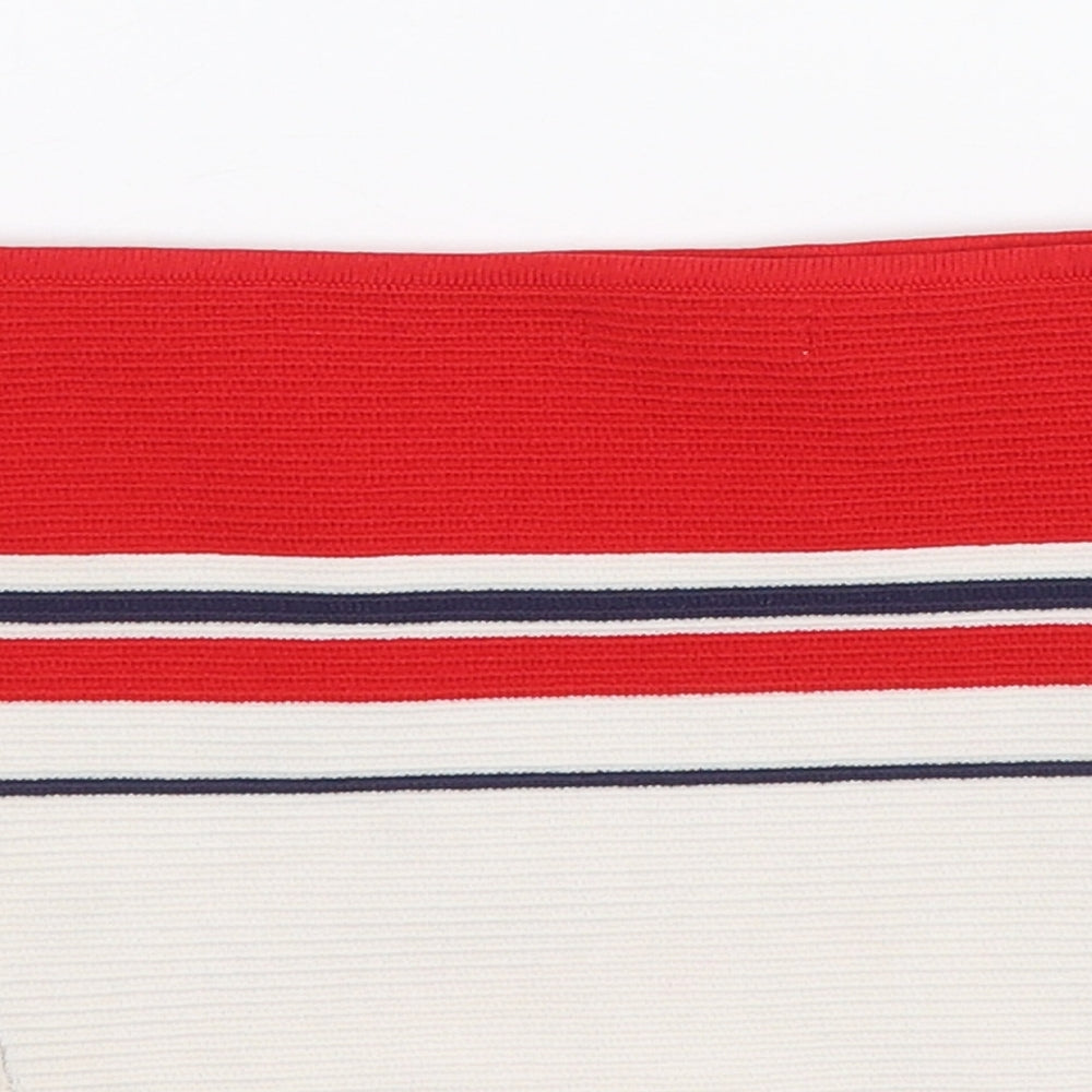 La Hearts Womens Red Striped Cropped Blouse Size XS