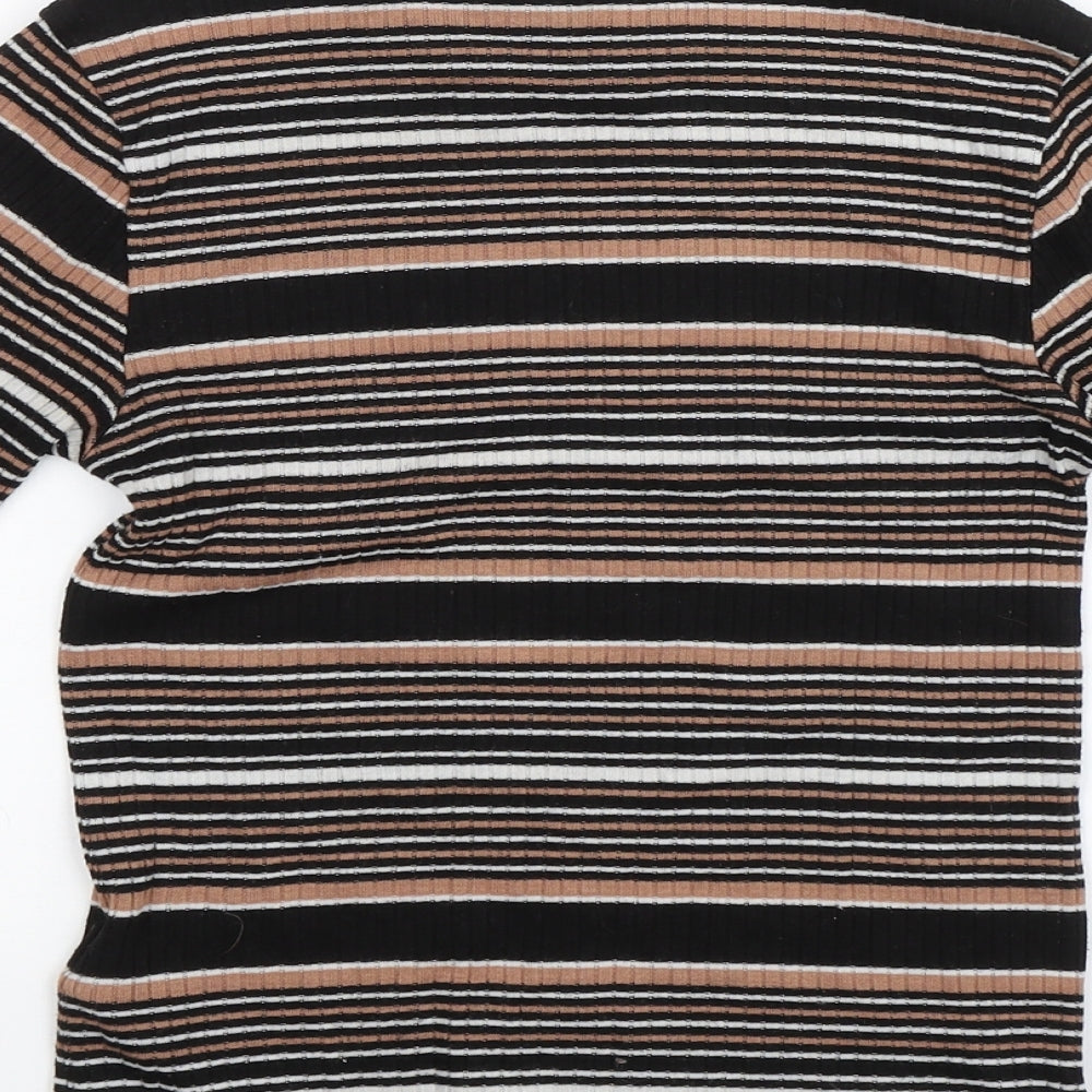 Topshop Womens Black Striped Basic Blouse Size 8