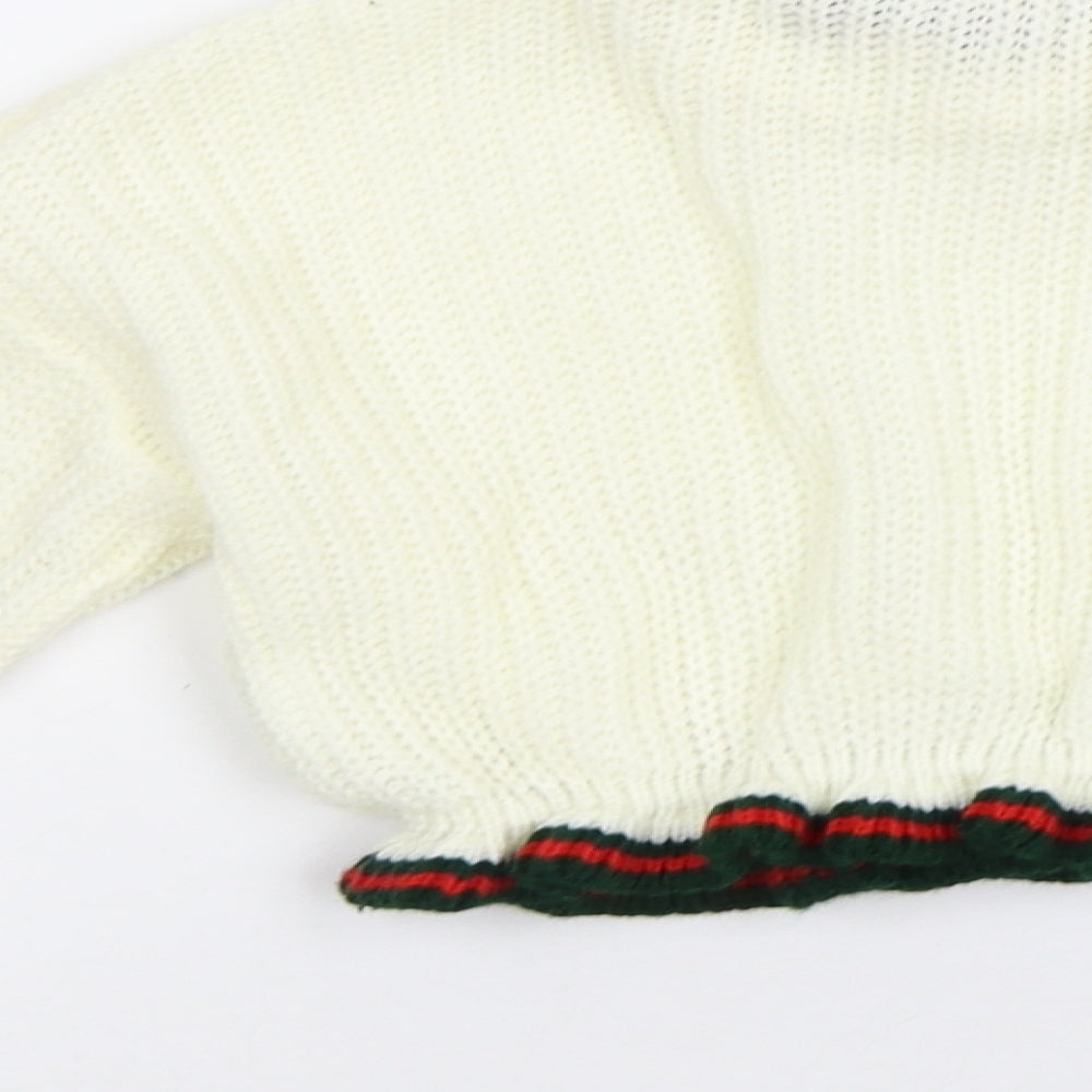 Paris Womens White Striped Pullover Jumper Size S