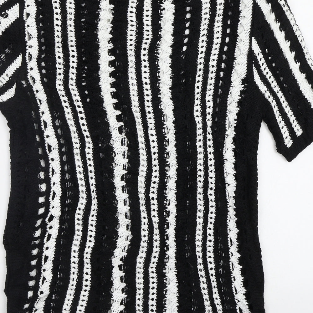 BHM Womens Black Striped Pullover Jumper Size M