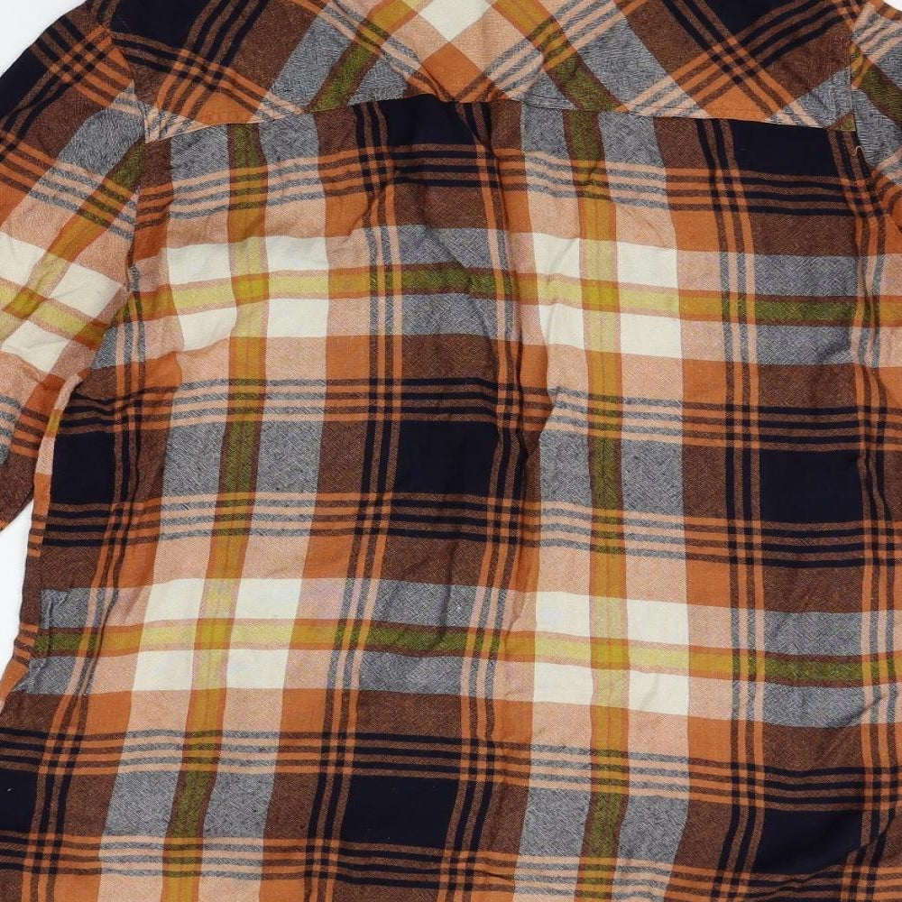 VILA Mens Orange Plaid Button-Up Size S