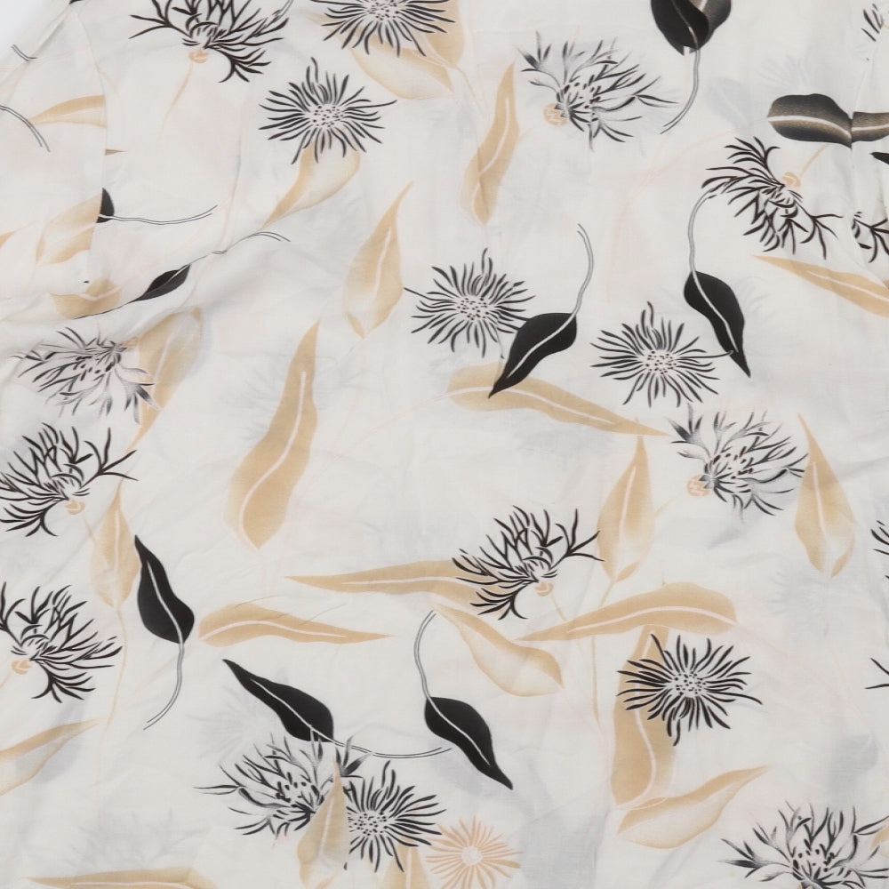 fransa Womens White Floral Basic Blouse Size M