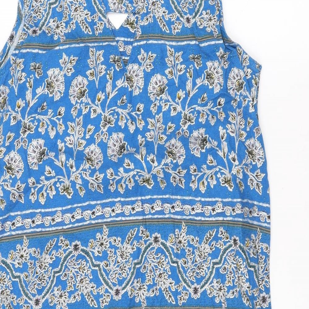 NEXT Womens Blue Floral Basic T-Shirt Size 8