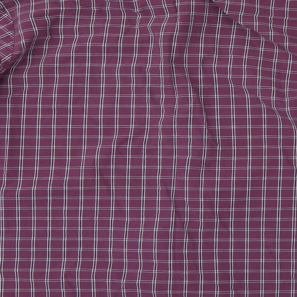 Marks & Spencer Mens Purple Check Button-Up Size L