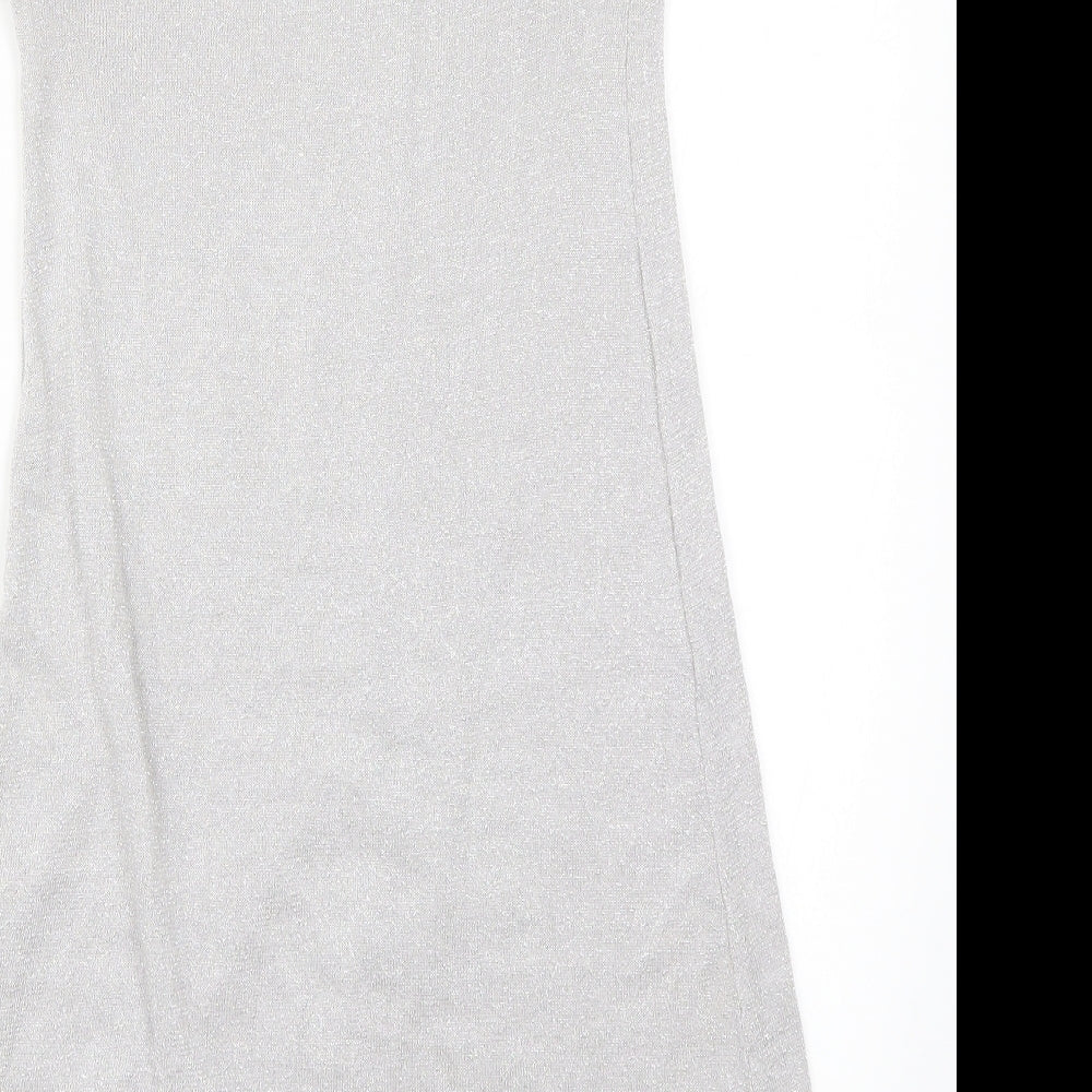 New Look Womens Silver Knit A-Line Size 8