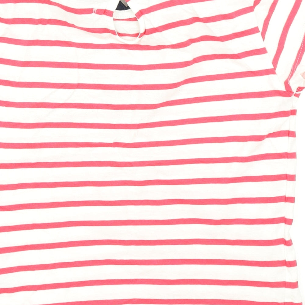 Girls Girls Red Striped Basic T-Shirt Size 7 Years