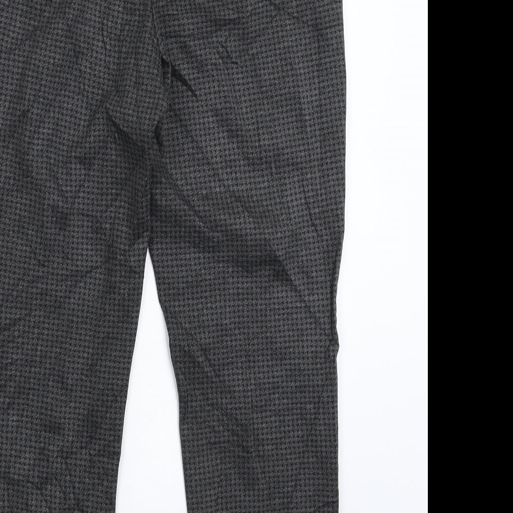 Marks and Spencer Womens Grey Houndstooth Cropped Trousers Size 12 L25 in