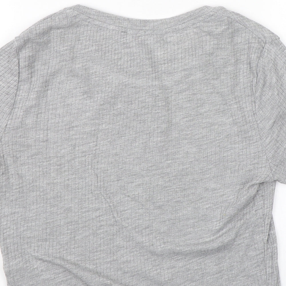 New Look Womens Grey Striped Wrap T-Shirt Size 10