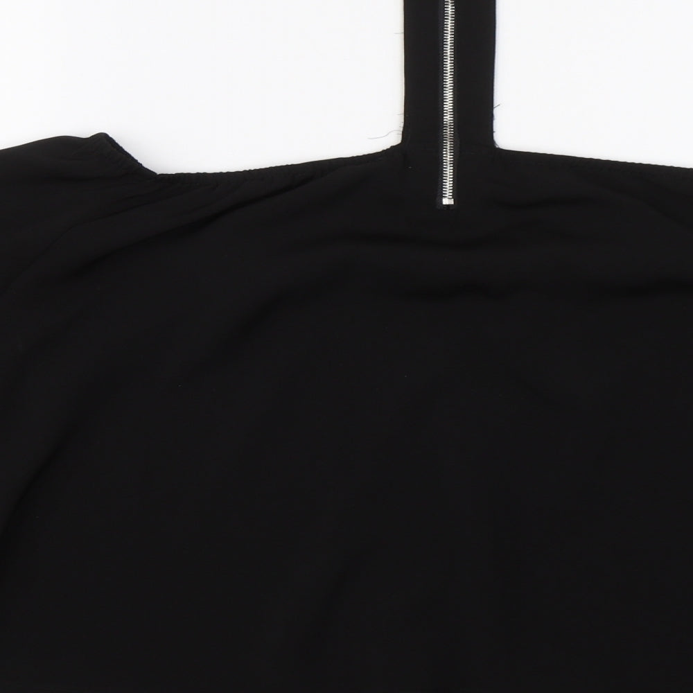 Missguided Womens Black Cropped T-Shirt Size 10
