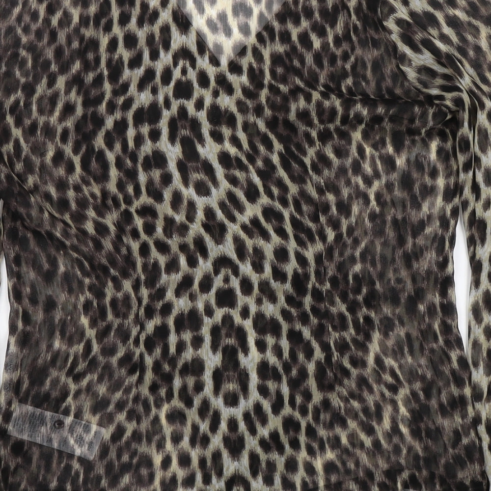 VERO MODA Womens Brown Animal Print Basic Blouse Size S