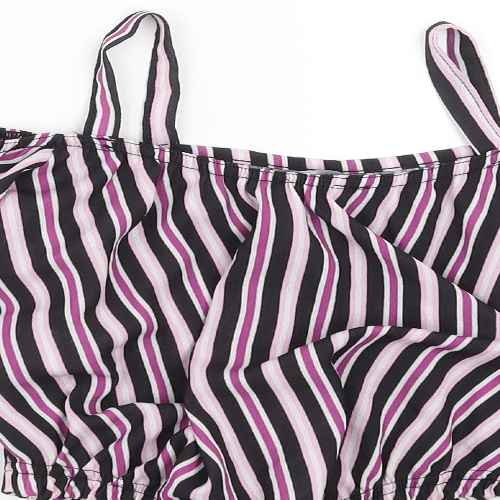 M&Co Girls Purple Striped Cropped Blouse Size 9 Years