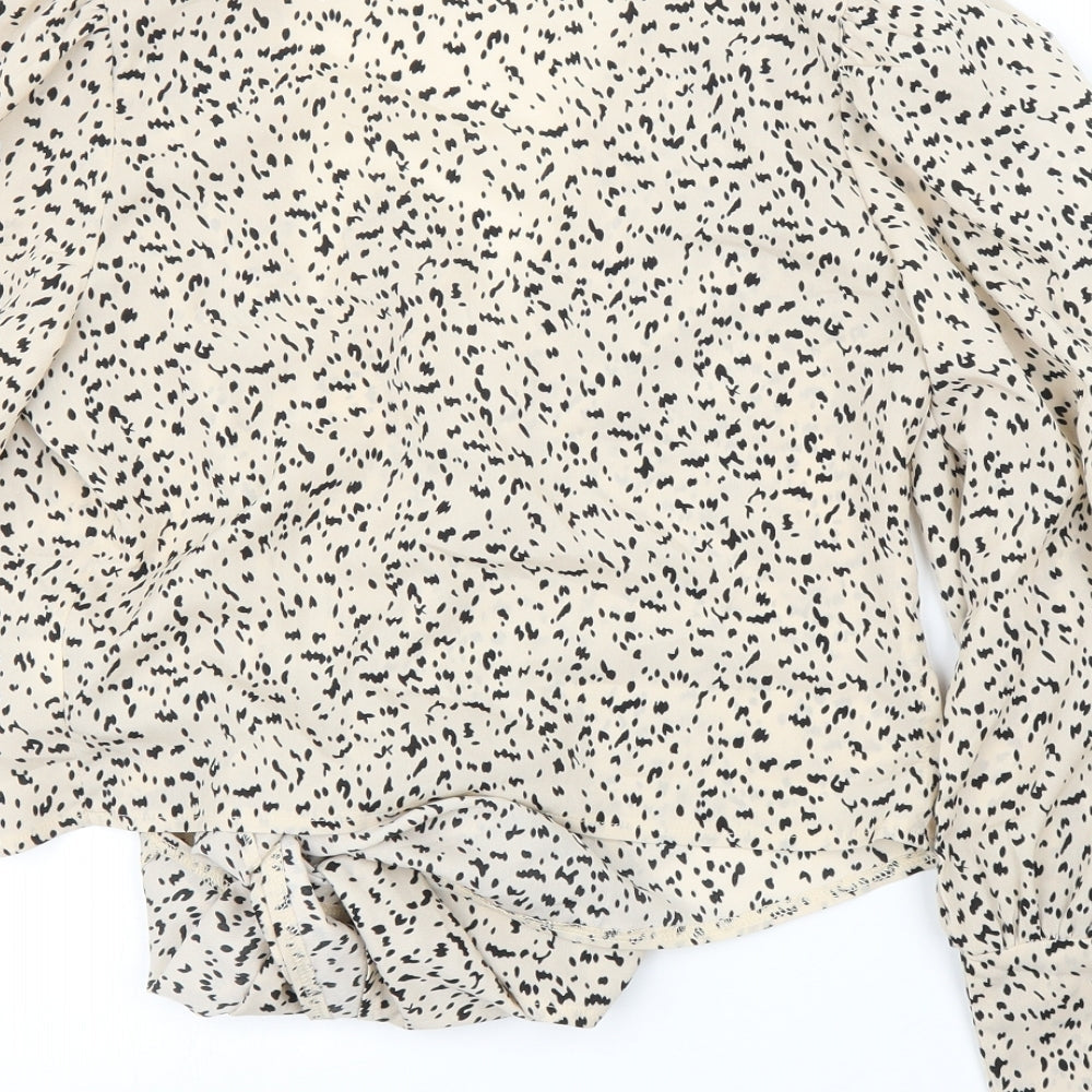 SheIn Womens Beige Animal Print Basic Blouse Size XS
