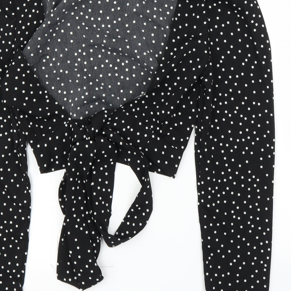 SheIn Womens Black Polka Dot Basic Blouse Size S - Open back