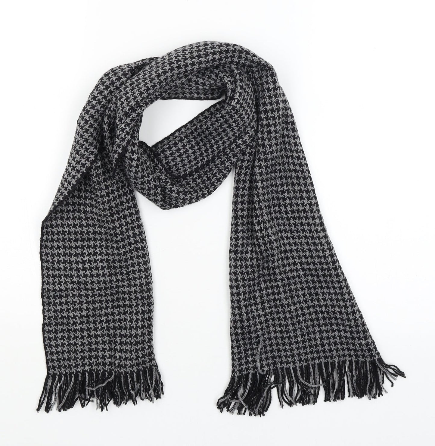 Preworn Unisex Black Geometric Scarf One Size