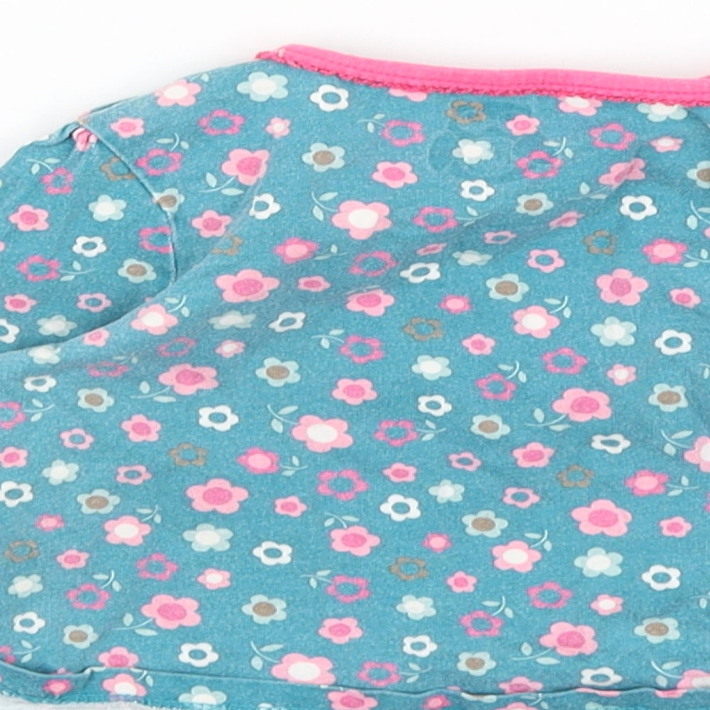 TU Baby Blue Floral Basic T-Shirt Size 9-12 Months