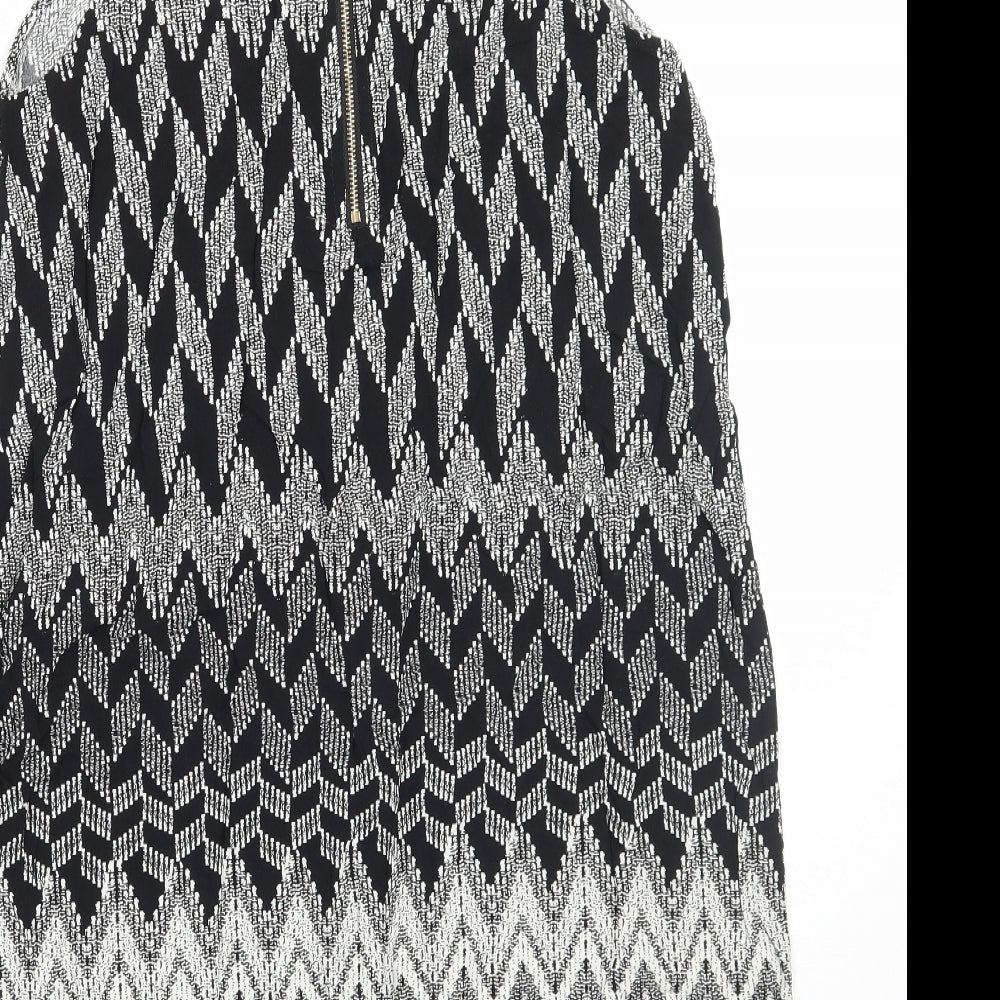 Izabel Womens Black Geometric Basic Tank Size 14