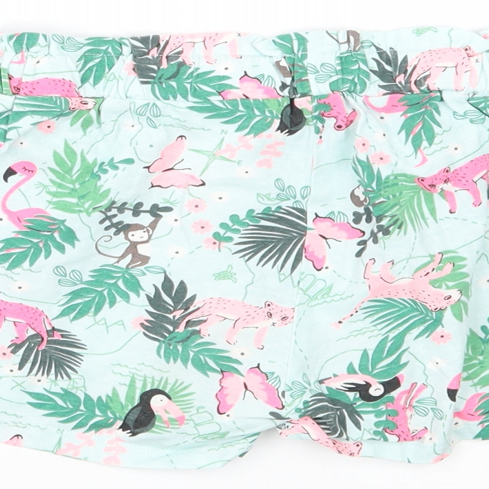 H&M Girls Green Floral Bermuda Shorts Size 5-6 Years
