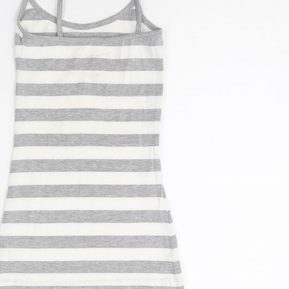 Friends Womens Grey Striped Basic Tank Size XS - FRIENDS. Loungewear