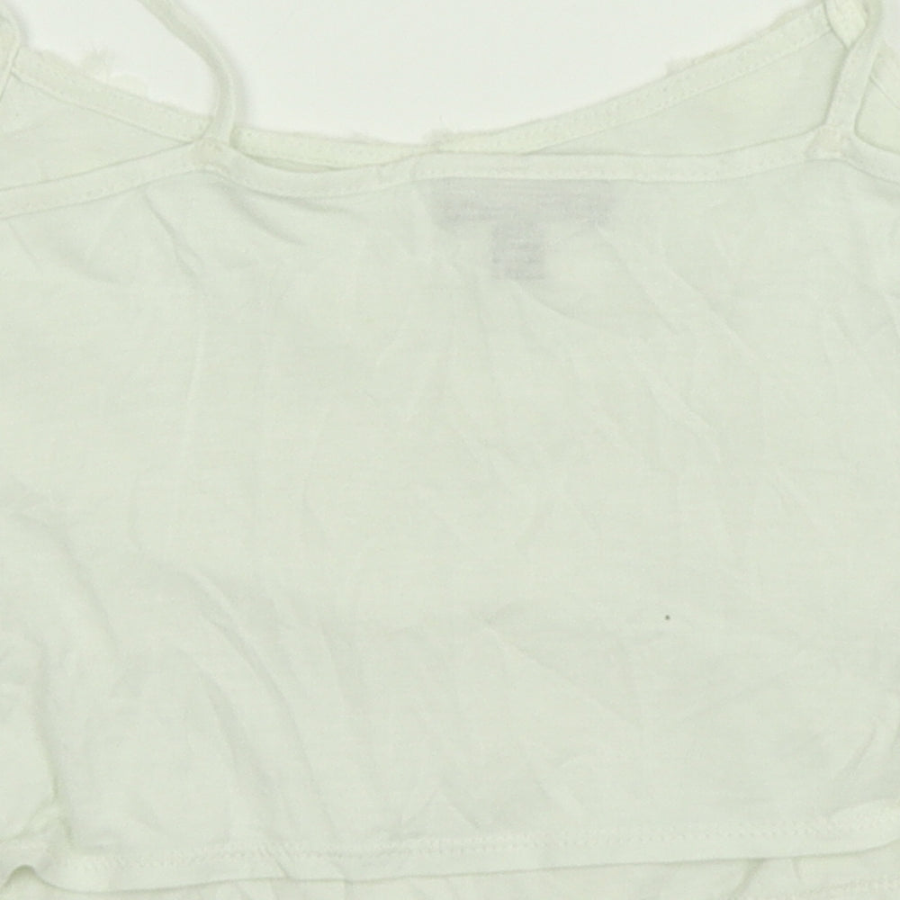 Topshop Womens White Floral Cropped Tank Size 10