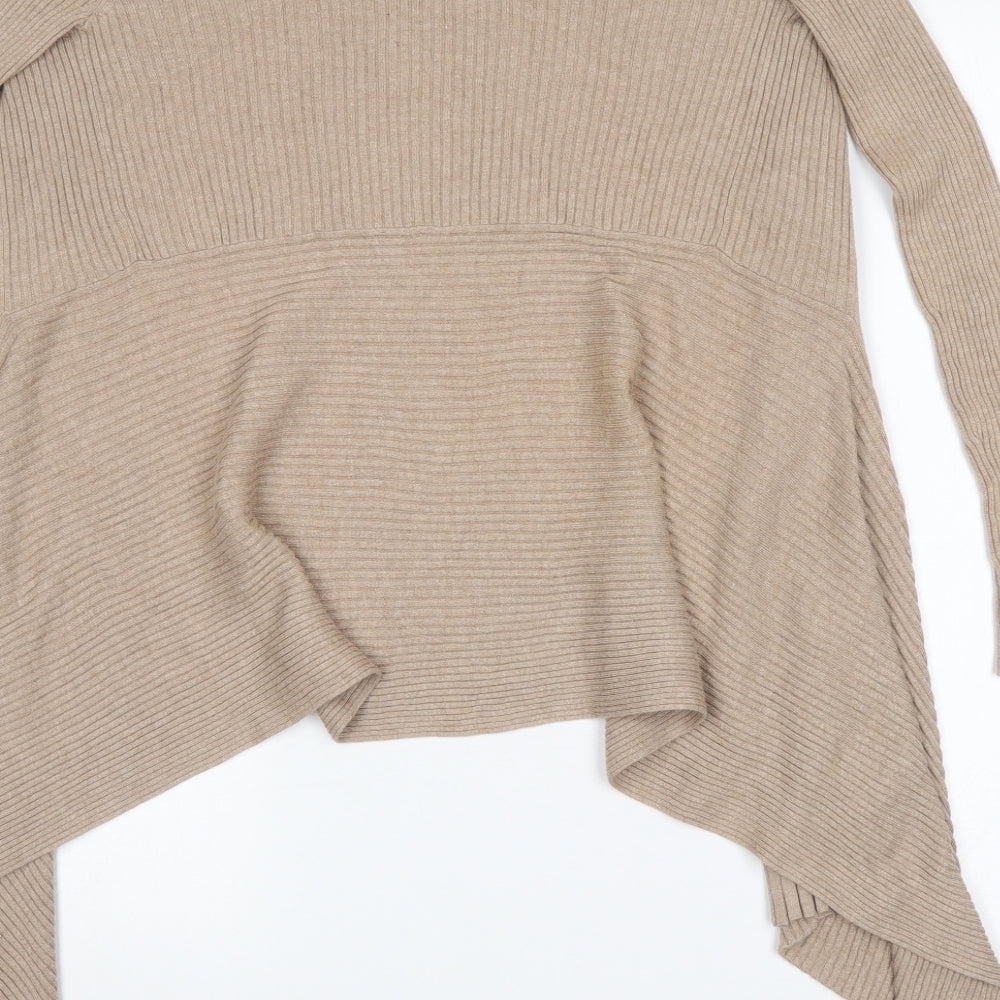 Marks & Spencer Womens Beige Striped Cardigan Jumper Size 8