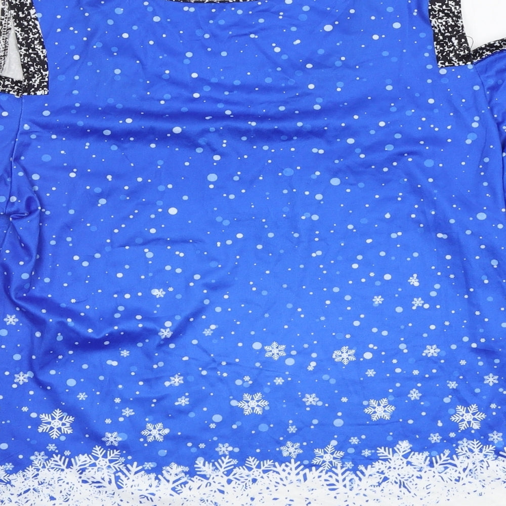 Preworn Womens Blue Fair Isle Top Pyjama Top Size S - Rudolph Christmas