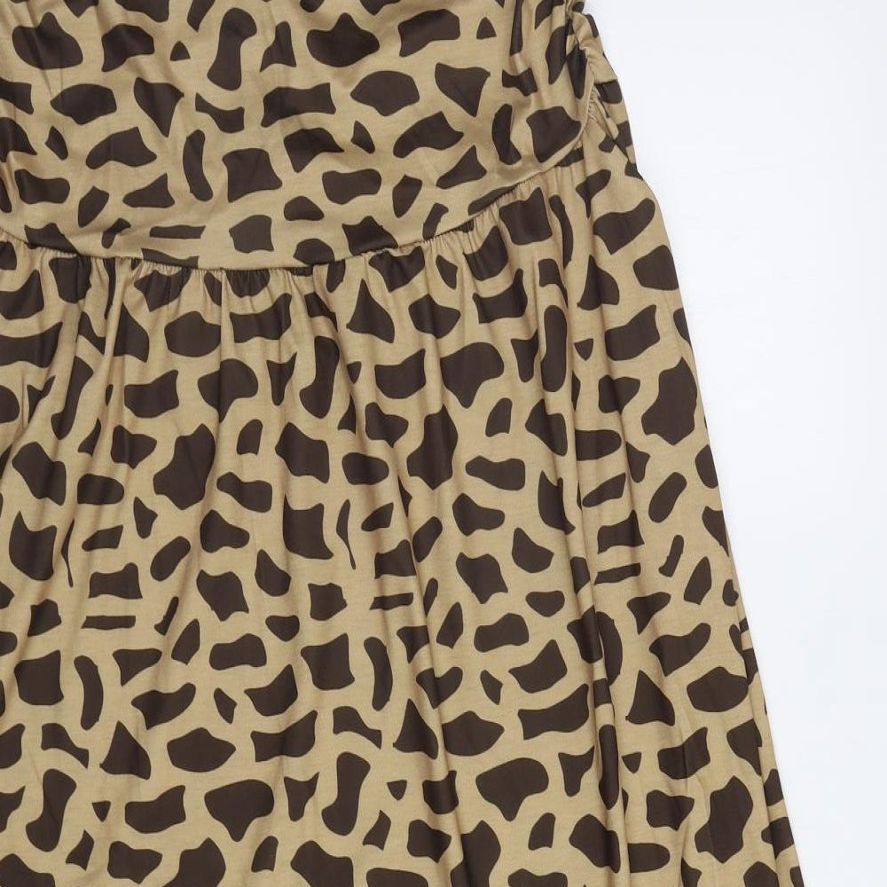 Preworn Womens Brown Animal Print A-Line Size M